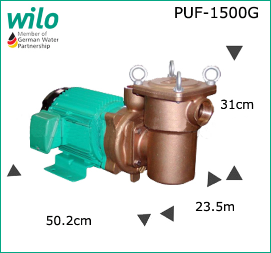 Kích thước máy bơm lọc nước hồ bơi Wilo PUF-1500G